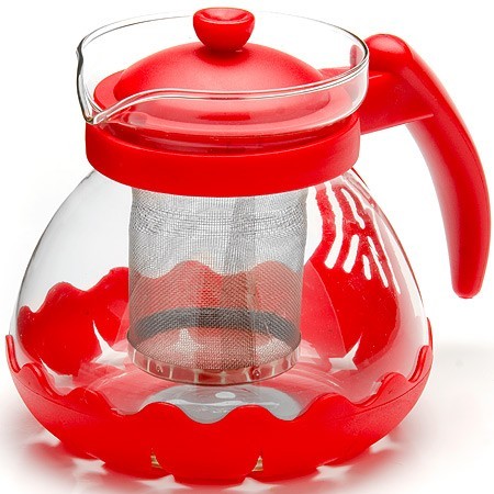 Заварочный чайник КРАСНЫЙ стекло 0,7л сито Mayer&Boch (26173-1)