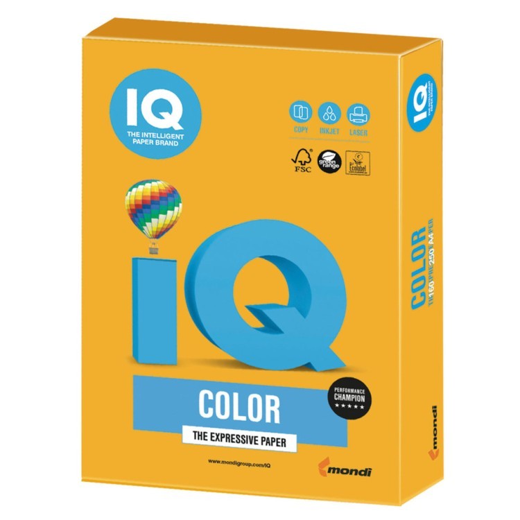 Бумага цветная для принтера IQ Color А4, 160 г/м2, 250 листов, старое золото AG10 (65426)