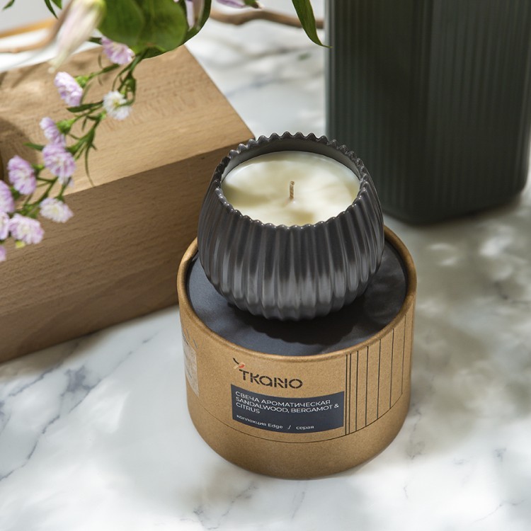 Свеча ароматическая lemon, mandarin & neroli из коллекции edge, серый, 30 ч (75651)