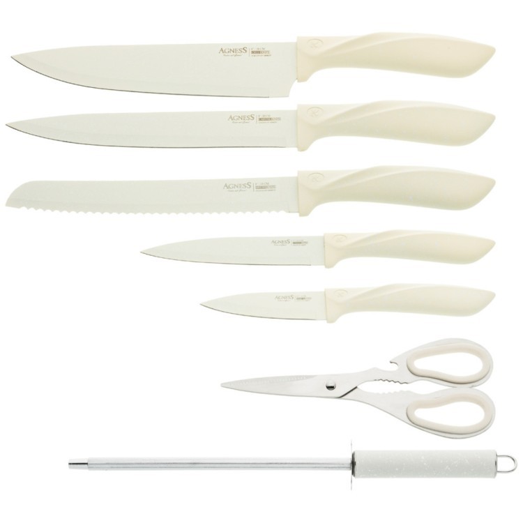Набор ножей agness с ножницами и мусатом на пластиковой подставке, 8 предметов Agness (911-674)