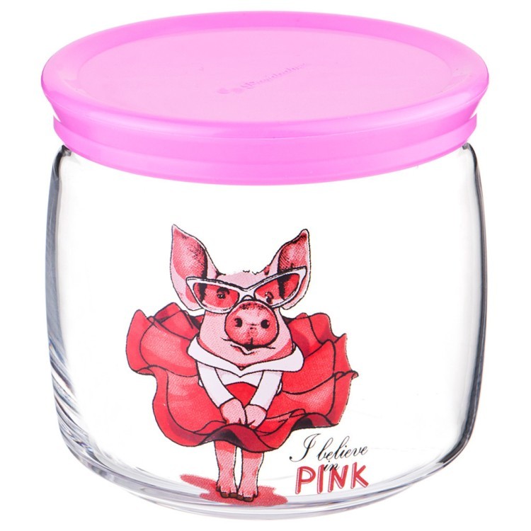Банка с крышкой "свинка в розовых очках" 500 мл без упаковки (381-985) 