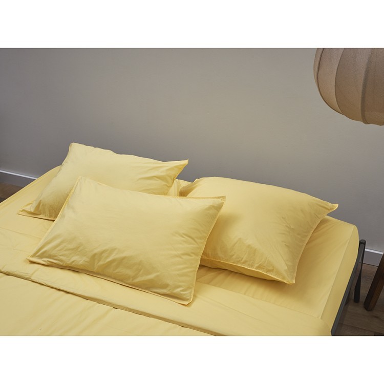 Простыня из стираного перкаля светло-желтого цвета из коллекции essential, 240х270 см (77751)