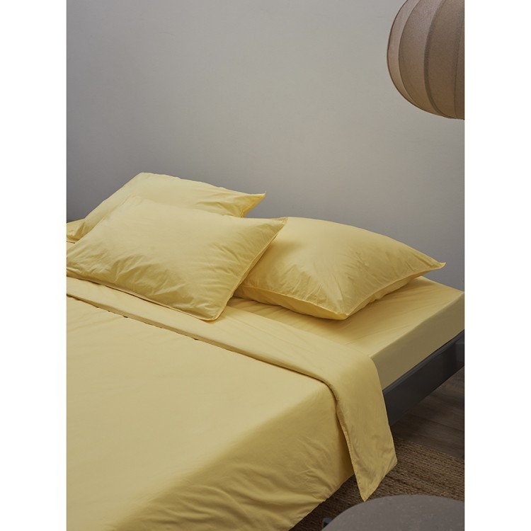 Простыня из стираного перкаля светло-желтого цвета из коллекции essential, 240х270 см (77751)