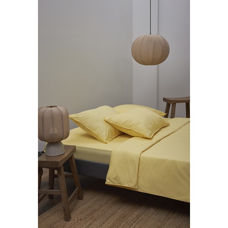 Простыня из стираного перкаля светло-желтого цвета из коллекции essential, 240х270 см (77751)