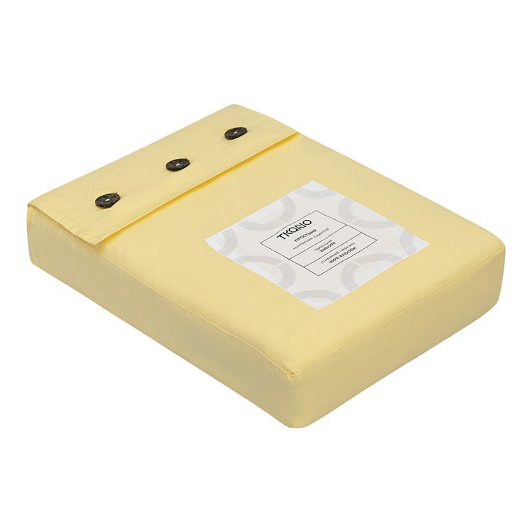 Простыня из стираного перкаля светло-желтого цвета из коллекции essential, 240х270 см (77751)