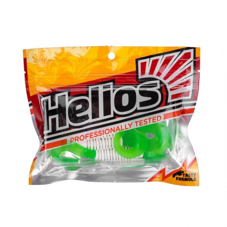 Твистер Helios Din 3,11"/7,9 см, цвет White & Green 6 шт HS-33-016 (78156)