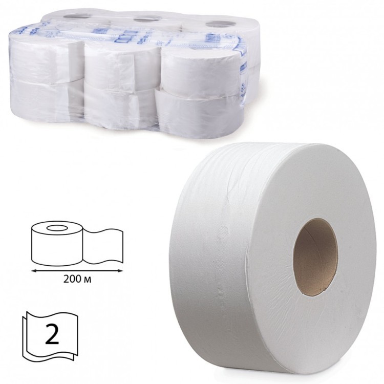 Бумага туалетная 200 м Kimberly-Clark Scott комп. 12 шт. 2-х слойная белая 126127 (1) (90759)