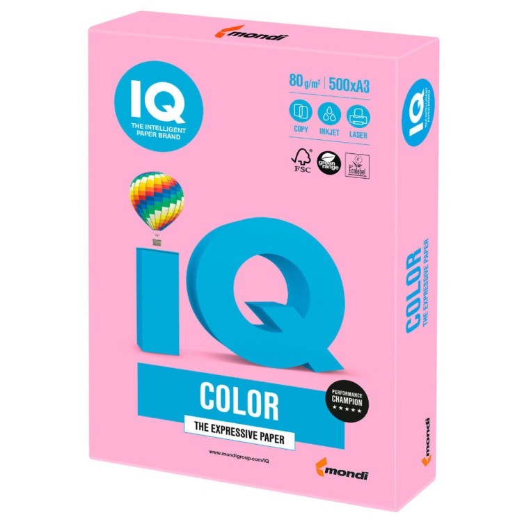 Бумага цветная для принтера IQ Color А3, 80 г/м, 500 листов, розовая, NEOPI (65427)
