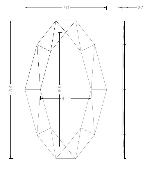 Зеркало в матовой зеркальной раме 71*3*120см (TT-00008392)