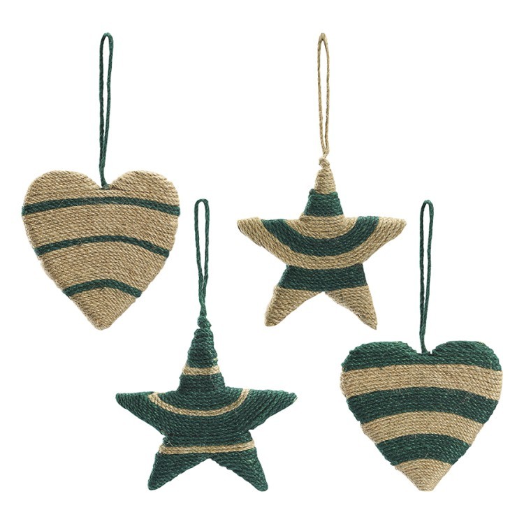 Набор елочных украшений trendy stripes из джута и гофрированного картона из коллекции new year essential, 4 шт. (76827)