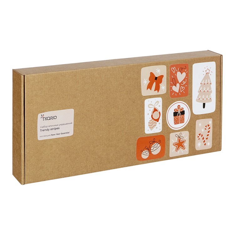 Набор елочных украшений trendy stripes из джута и гофрированного картона из коллекции new year essential, 4 шт. (76827)