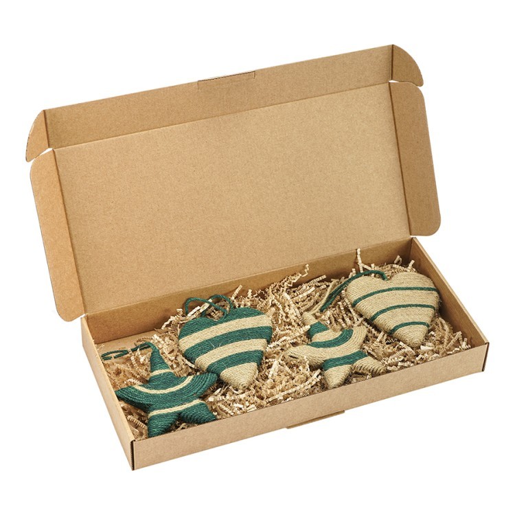 Набор елочных украшений trendy stripes из джута и гофрированного картона из коллекции new year essential, 4 шт. (76827)