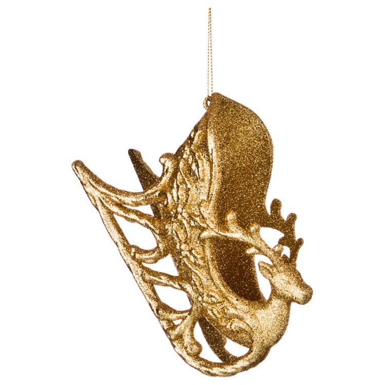 Декоративное изделие "сани" 13*5 см высота=8,5 см цвет:  золото с глиттером без упаковки (мал=12шт./ Lefard (865-432)