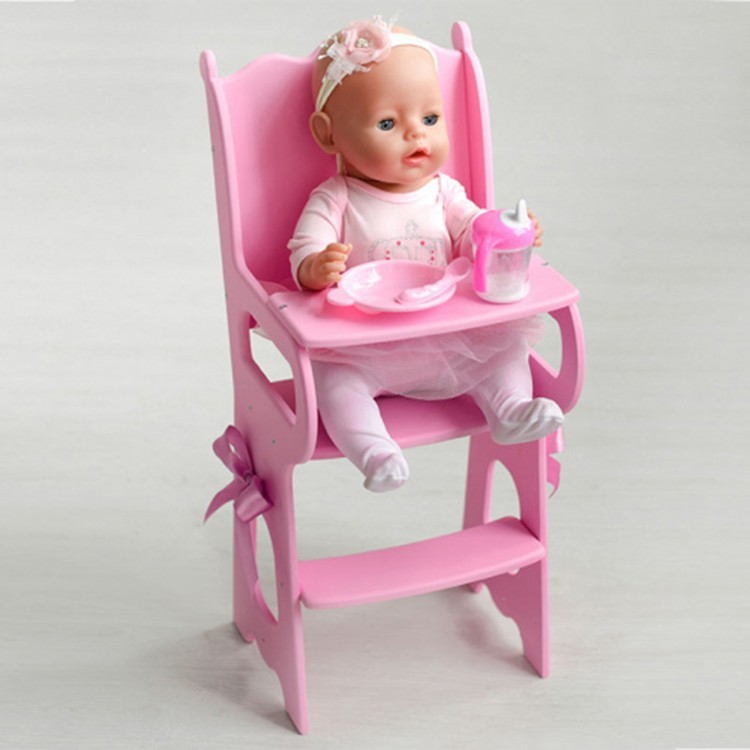 Стульчик для кормления кукол, цвет: розовый (PFD120-57)