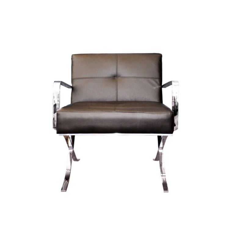 Кресло EC-011/A535, нержавеющая сталь, кожа, Brown, ROOMERS FURNITURE