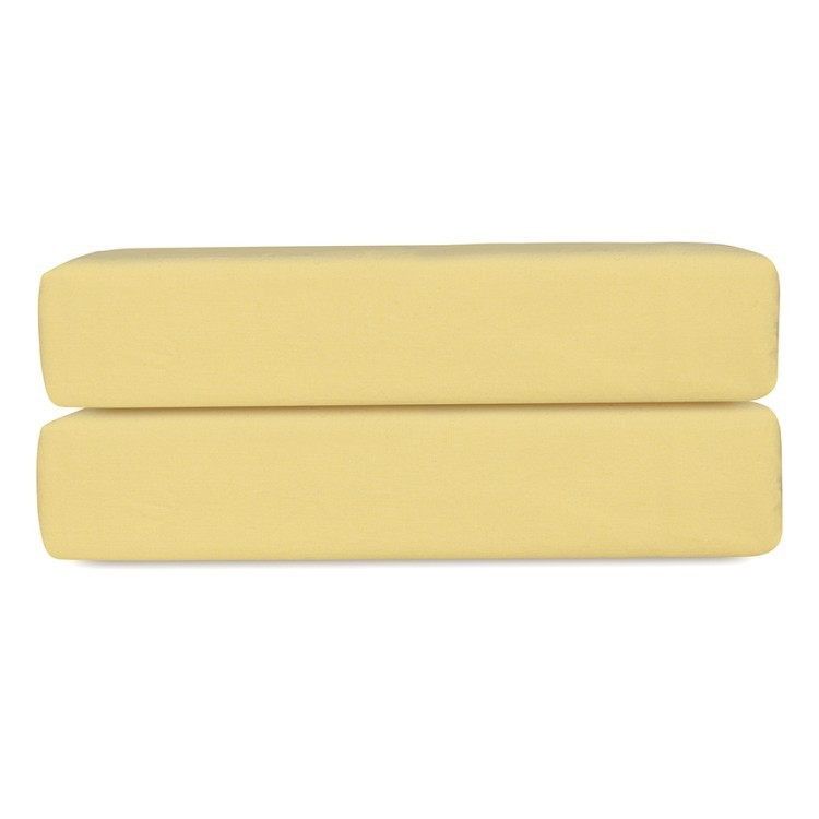 Простыня на резинке из стираного перкаля светло-желтого цвета из коллекции essential, 160х200х30 см (77762)