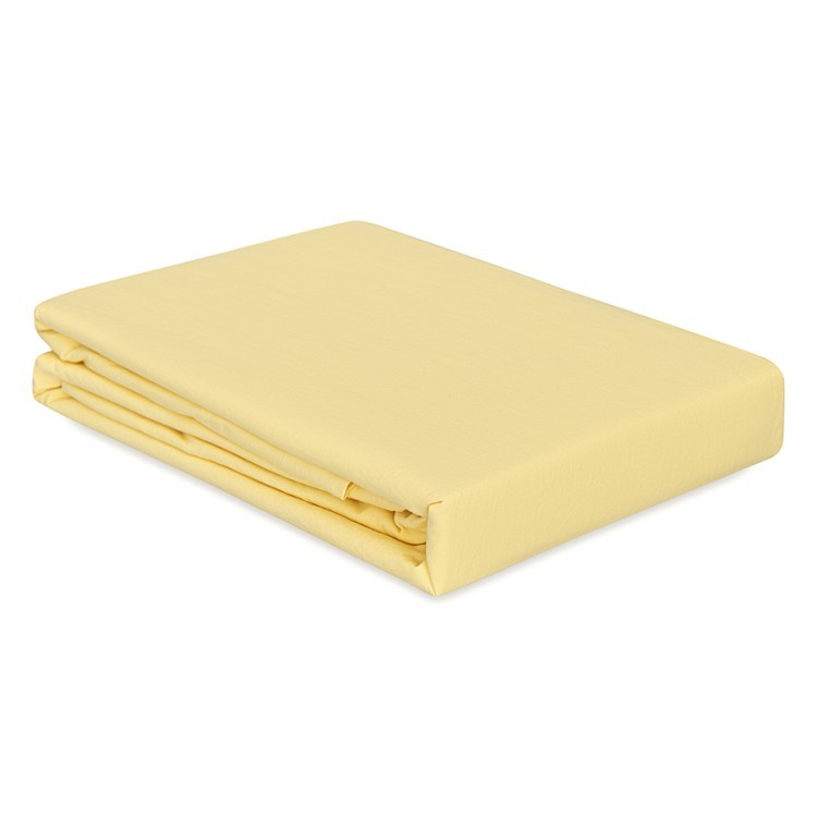 Простыня на резинке из стираного перкаля светло-желтого цвета из коллекции essential, 160х200х30 см (77762)