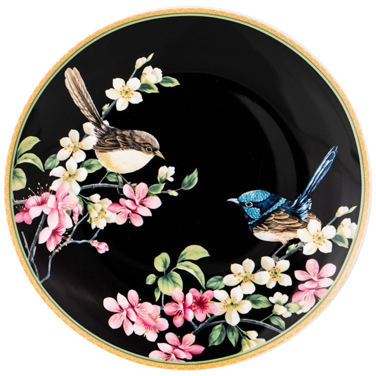 Тарелка закусочная "цветущий сад" 20см черная Lefard (104-549)
