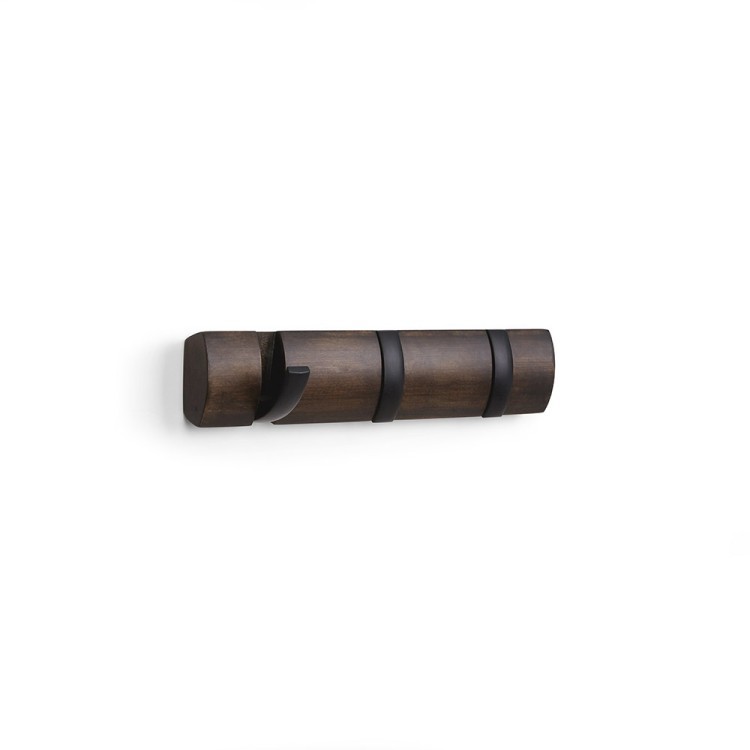 Вешалка настенная flip, 33,6 см, черная/орех, 3 крючка (54486)