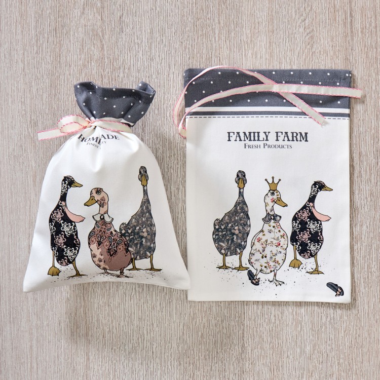 Набор мешочков из 2-х шт "family farm" 20х29см,100% хлопок,графит,твил,пропитка SANTALINO (850-747-91)