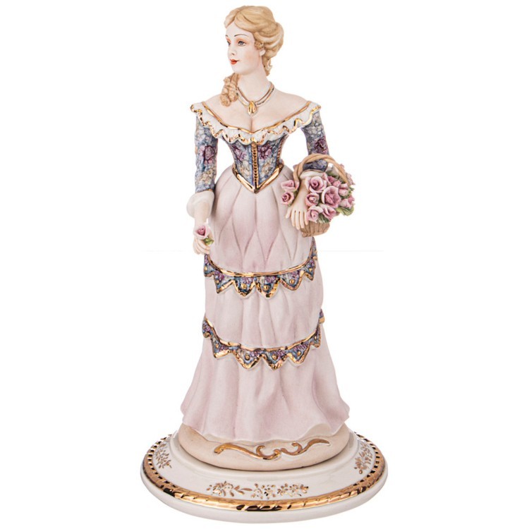 Статуэтка "девушка с корзинкой с розами"  длина=17 см высота=33 см S.V. (282-160)