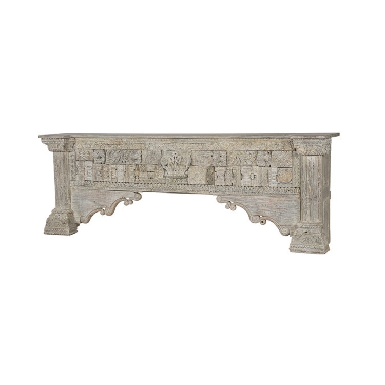 Консоль XIX век, Индия PA14615-W, Тиковое дерево, bleached white, ROOMERS ANTIQUE