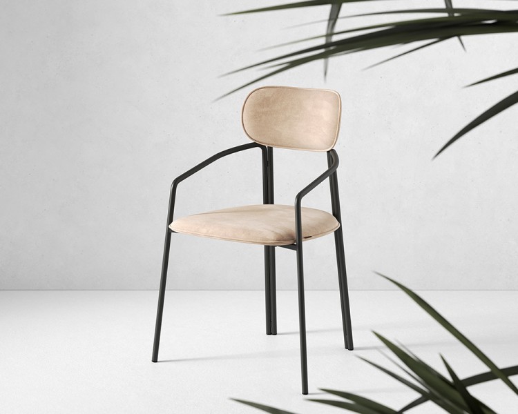 Стул ror, round, велюр, черный/бежевый (74435)