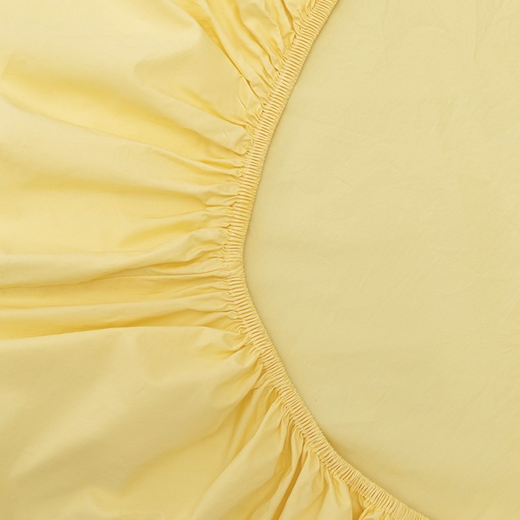 Простыня на резинке из стираного перкаля светло-желтого цвета из коллекции essential, 180х200х30 см (77763)