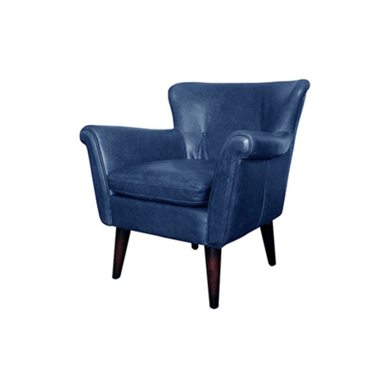 Кресло S0117-1D/blue#B126, обивка кожа, ножки дерево, ROOMERS FURNITURE