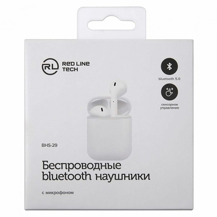 Наушники с микрофоном гарнитура RED LINE BHS - 29 Bluetooth беспроводные белые 513626 (1) (94401)
