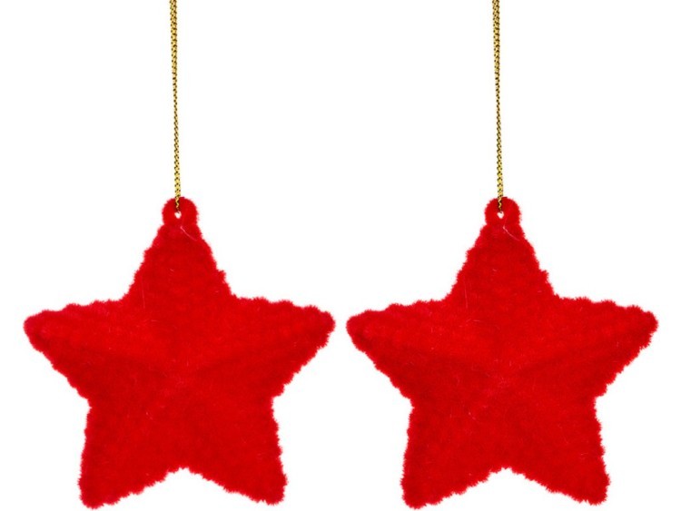 Набор декоративных изделий "звезда" из 2-х шт. велюр цвет:красный диаметр=7,5 см (мал-36 наб./кор=28 Lefard (866-115)
