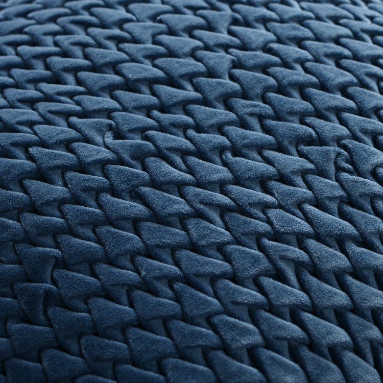 Подушка декоративная стеганая из хлопкового бархата темно-синего цвета из коллекции essential, 45х45 (65846)