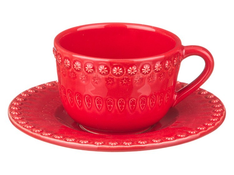 Чайный набор на 1 персону 2 пр. "фантазия" красный 250 мл.без упаковки Bordallo Pinheiro (672-198)