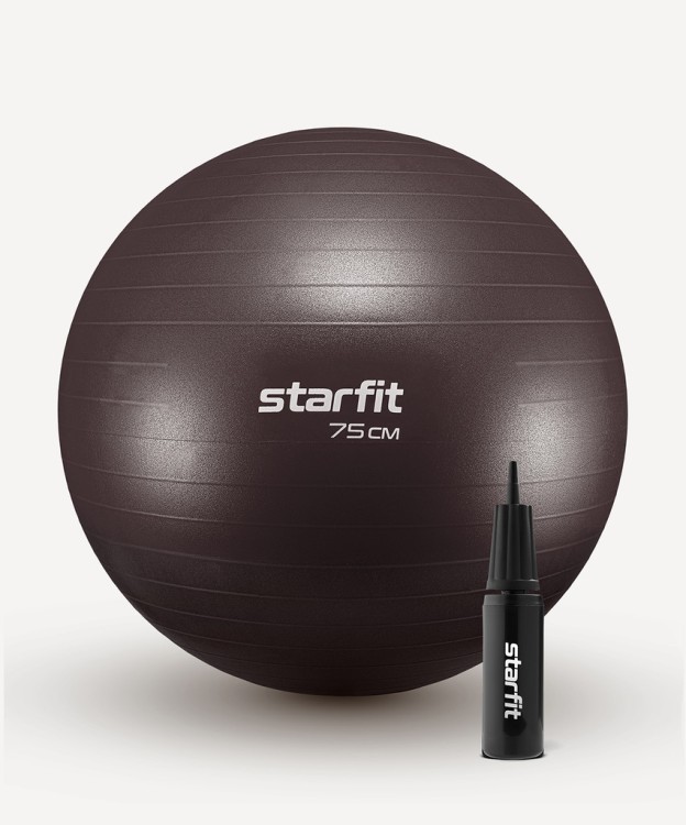 Фитбол Starfit GB-111 антивзрыв, 1200 гр, с ручным насосом, кофейный, 75 см (2109134) Фитбол Starfit GB-111 антивзрыв, 1200 гр, с ручным насосом, кофейный, 75 см (2109134)