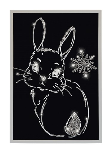 Картина Кролик со снежинкой с кристаллами Swarovski (2600)