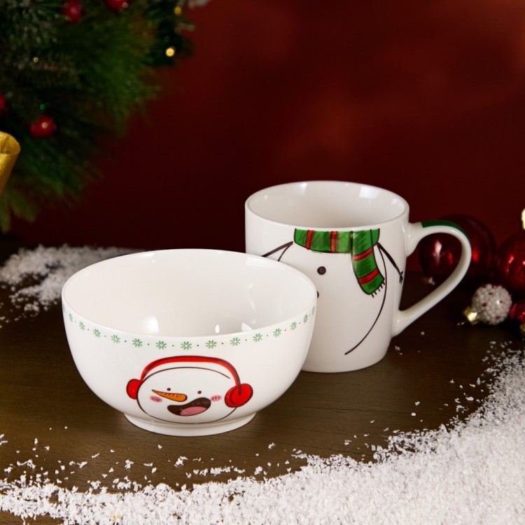 Набор посуды lefard "снеговик" 2 пр. (кружка 360мл, салатник 500мл) Lefard (260-1066)