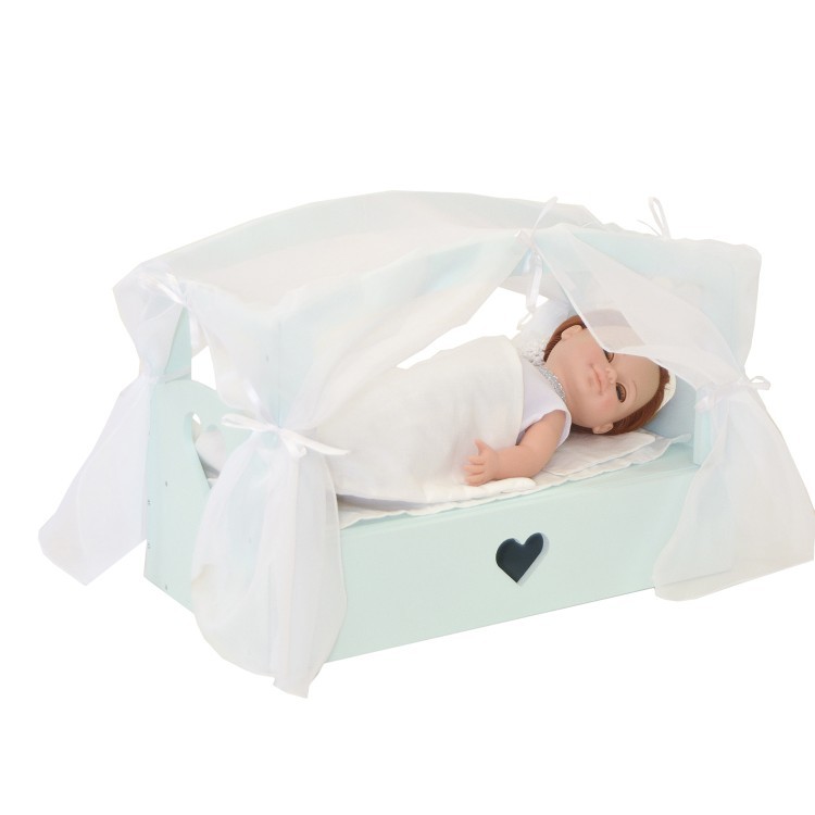 Кроватка с бельевым ящиком  Серии "Любимая кукла", цвет Аквамарин (PFD120-82)