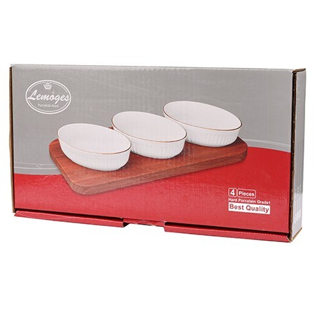 Менажница на подставке 3 блюда 4пр керамика LR (90036-331)