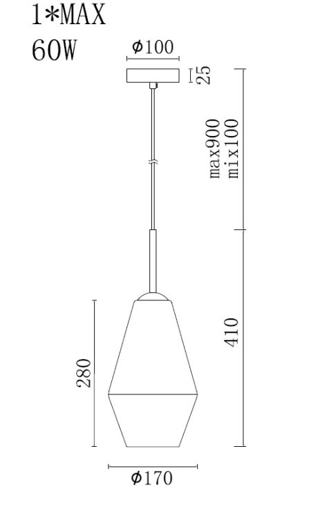 Светильник потолочный латунь, d20*h130см (TT-00008713)