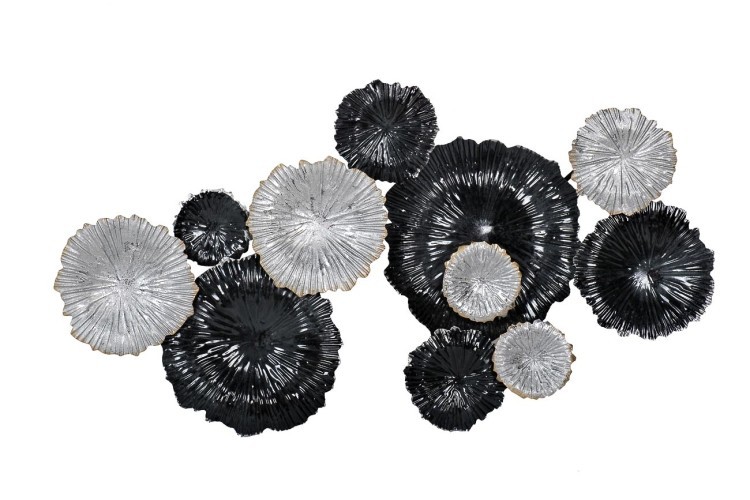 Декор настенный Цветы серебристо-черные 92*51*7см (TT-00002470)
