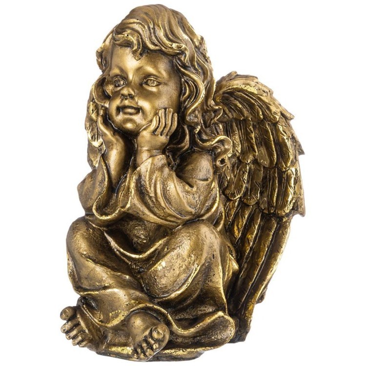 Фигурка декоративная "ангел-мечтатель" высота 28 см цвет: бронза с позолотой ИП Шихмурадов (169-365)