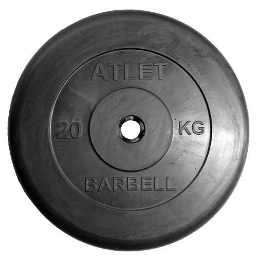 Блин для штанги обрезиненный MB Atlet d-31 20 кг (56463)