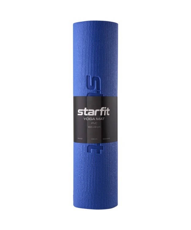 Коврик для йоги и фитнеса Starfit FM-101, PVC, 183x61x0,8 см, темно-синий (2103968)