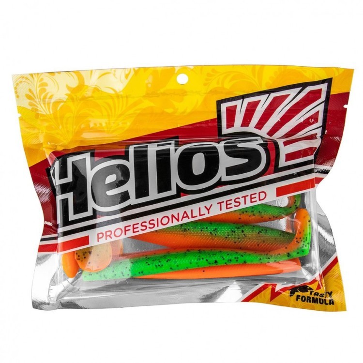 Виброхвост Helios Trofey 5.5"/14 см, цвет Pepper Green & Orange 4 шт HS-25-018 (77860)