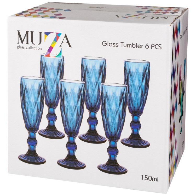 Набор бокалов для шампанского "ромбо" 6шт. серия "muza color" 150мл. / в=20 см. Lefard (781-113)