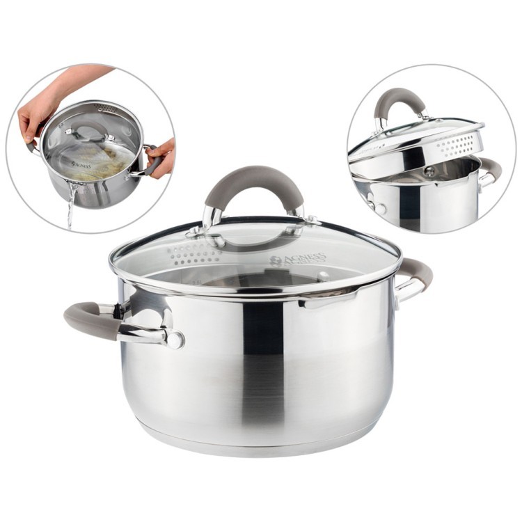 Кастрюля agness "profi home" со стеклянной крышкой, 3,0л 20x11.5 см цвет ручек:кофейный Agness (914-212) Кастрюля agness "profi home" со стеклянной крышкой, 3,0л 20x11.5 см цвет ручек:кофейный Agness (914-212)