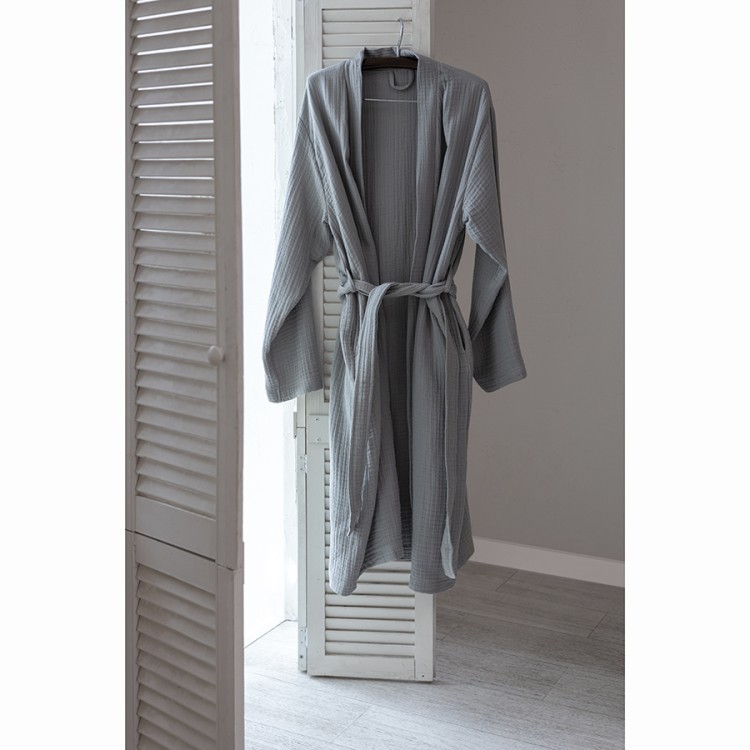 Халат из многослойного муслина серого цвета из коллекции essential, размер m (75392)