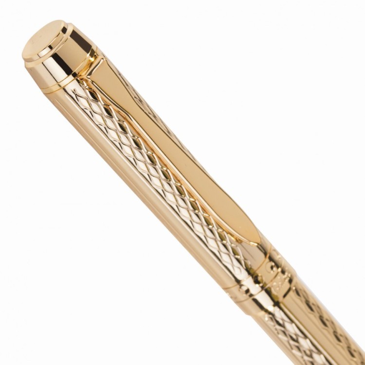 Ручка подарочная шариковая Galant Graven Gold корпус золотистый с гравировкой синяя 140466 (1) (91997)