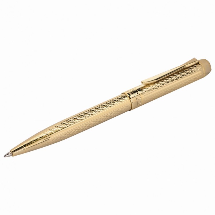 Ручка подарочная шариковая Galant Graven Gold корпус золотистый с гравировкой синяя 140466 (1) (91997)