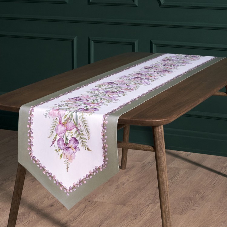 Дорожка "ирисы" 45х215см, 100% хлопок,твил c пропиткой белый Lefard (850-743-31)